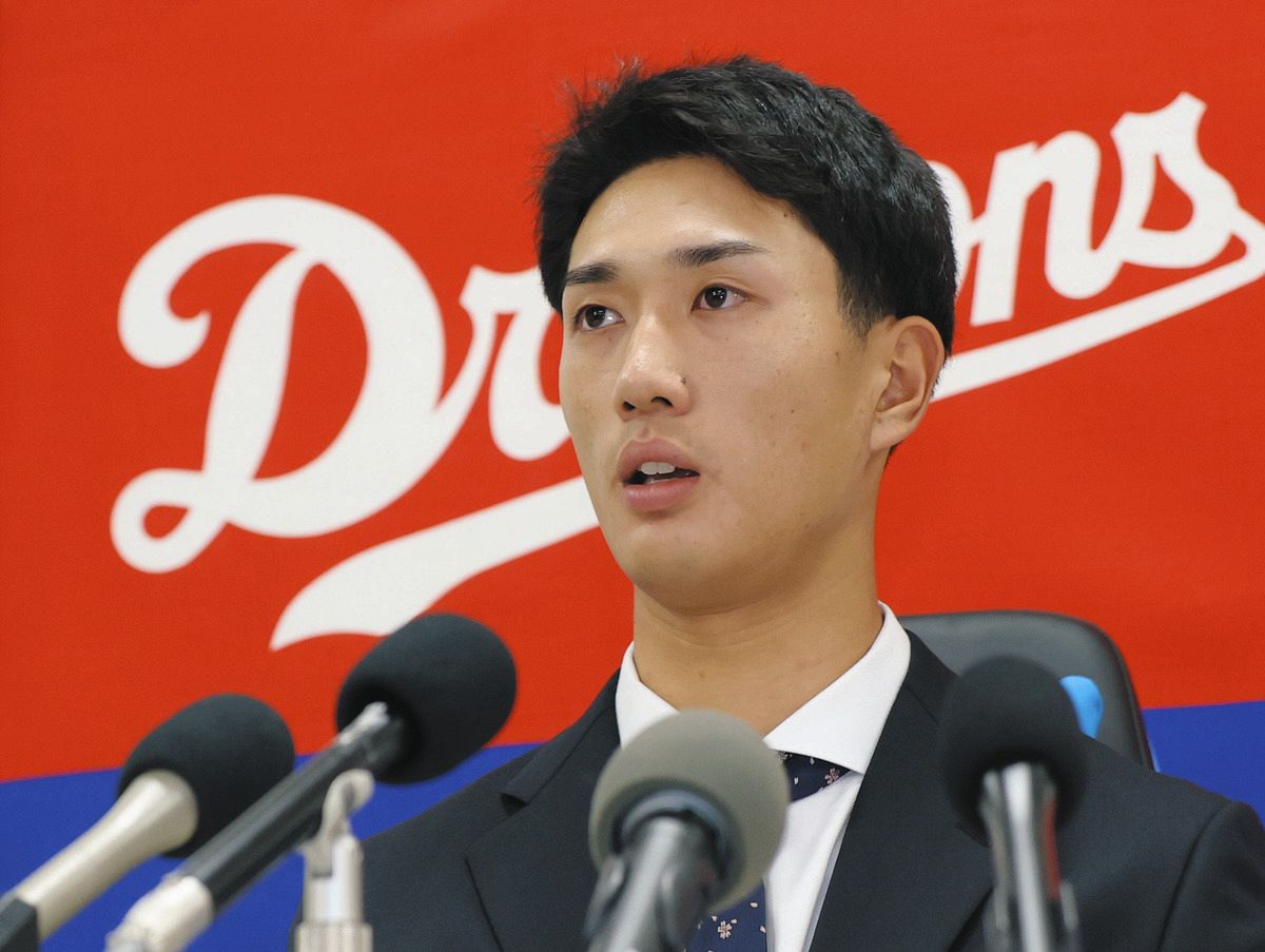 中日・森駿太、20万円増の620万円でサイン「来年は開幕1軍を狙いたい