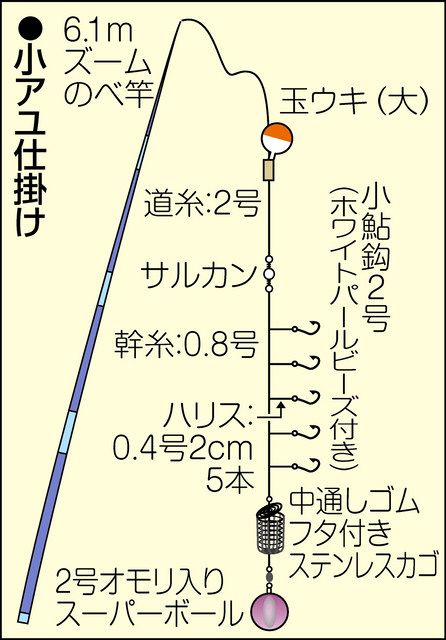 鮎 釣り 完全仕掛け(自作品) 水中糸フロロ0.3号 - フィッシング