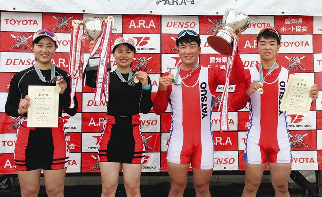富山・八尾高が男女ともＶ　ボート、中日本レガッタ・ダブルスカル