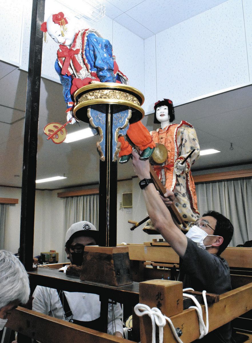 200歳のからくり人形舞う 21日に一宮「石刀祭」、地元住民ら練習に励む