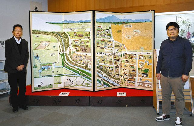 昭和３０年代の情景屏風に 竜王町鵜川 住民が調査 制作 中日新聞web