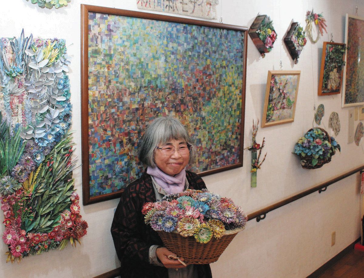 新聞紙でユニークなアート 富加の木場さんが作品展：中日新聞Web