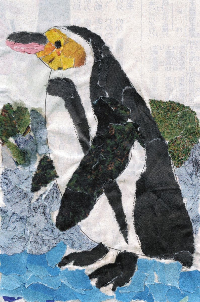新聞ちぎり絵 ギャラリー＞ 「ペンギン」：中日新聞しずおかWeb