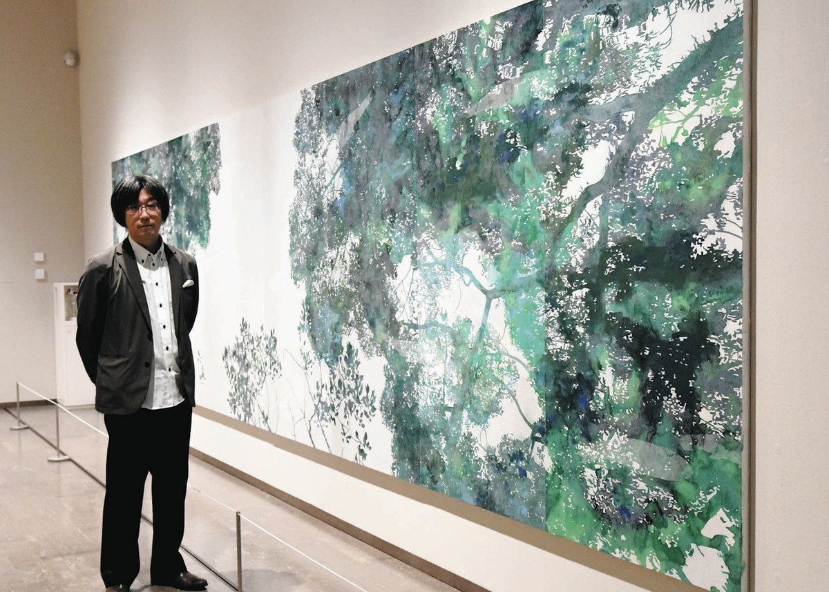 天満宮の四季写す襖絵 岐阜県美術館で神戸さんの原画24面を公開：中日