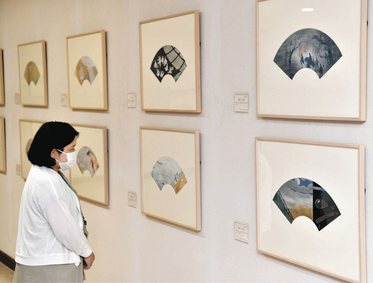 源氏物語の時代背景を扇面に 大垣・守屋多々志美術館の第100回企画展