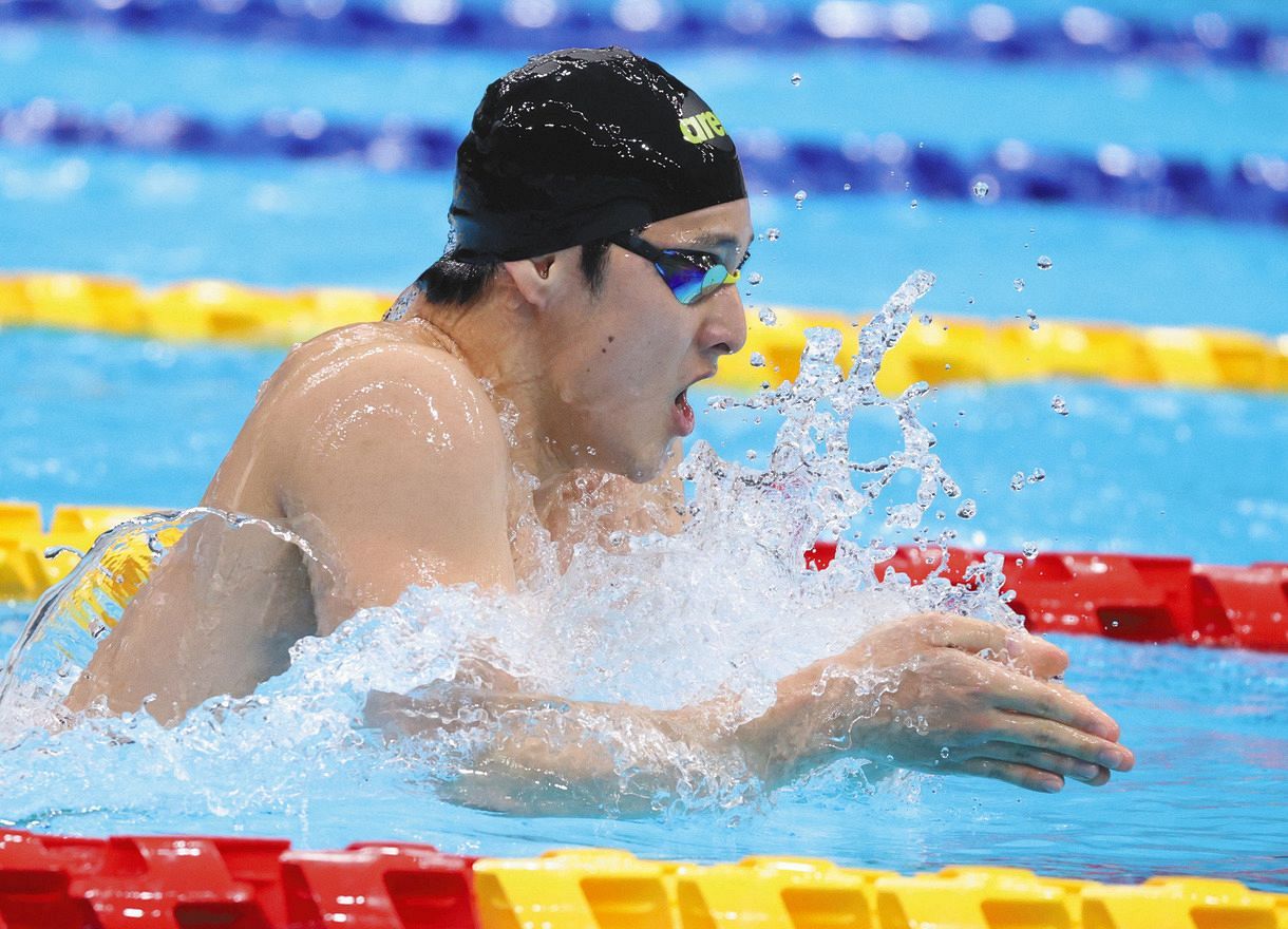 男子２００メートル個人メドレーで８位となった瀬戸大也の平泳ぎ