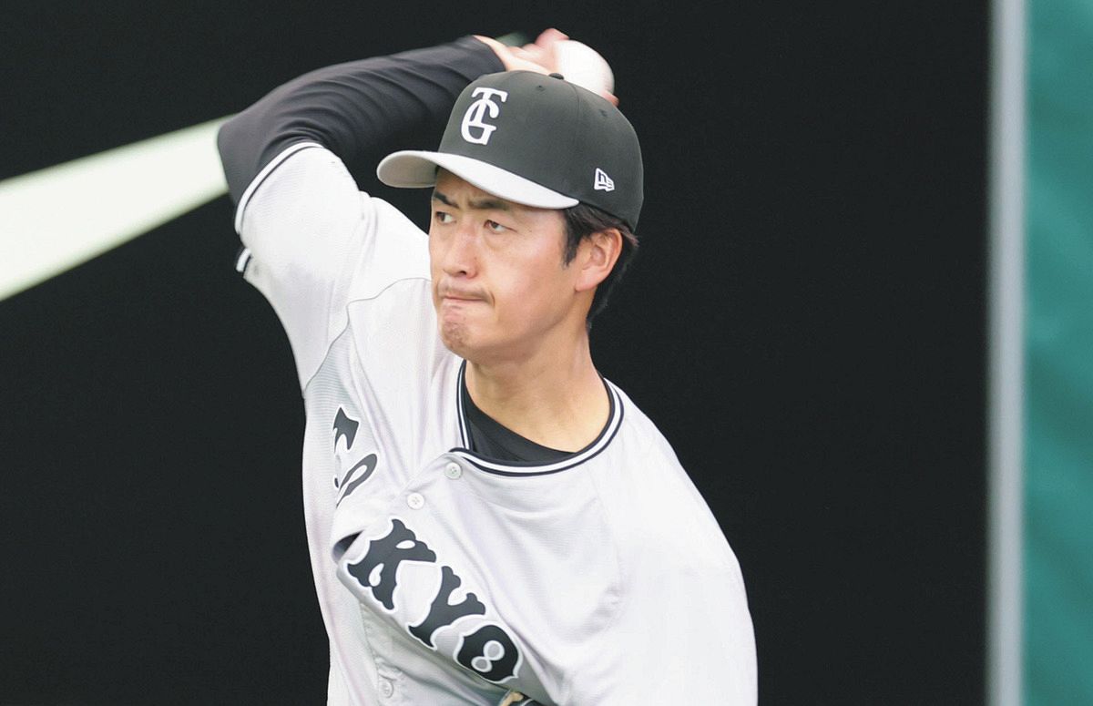 巨人1位・西舘勇陽が新フォームで投げ込み 戸郷からフォークの握りの 