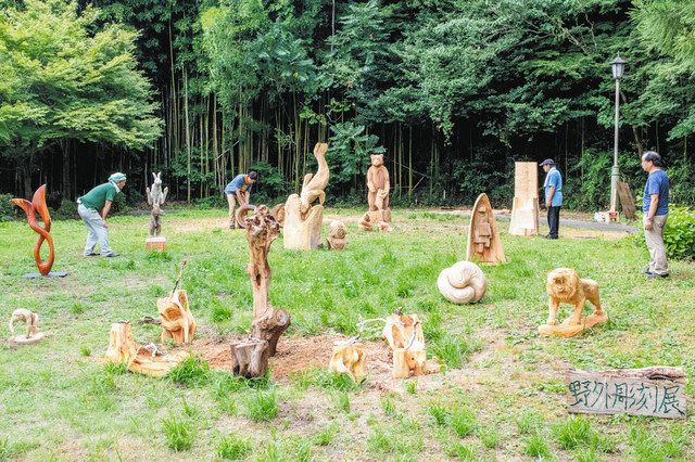 迫力の木彫に魂、11人の公開制作作品完成 犬山・彫刻村：中日新聞Web