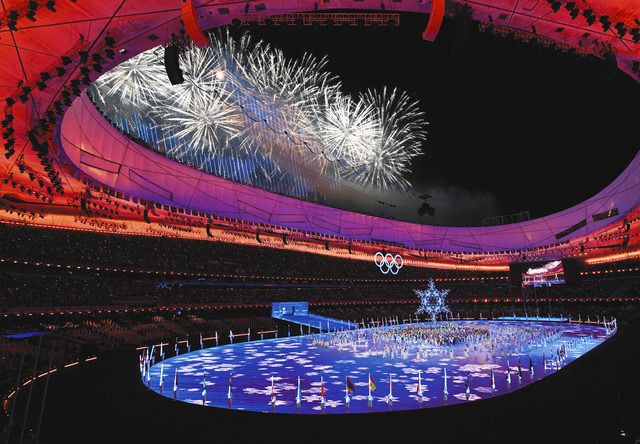 北京冬季五輪の閉会式で打ち上げられる花火