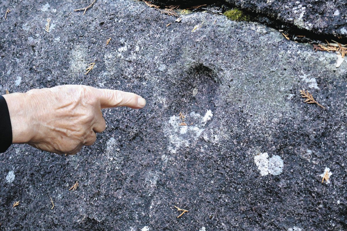 祈り刻んだ巨岩に触れ、古代にロマンはせ 恵那・笠置山のペトログラフ