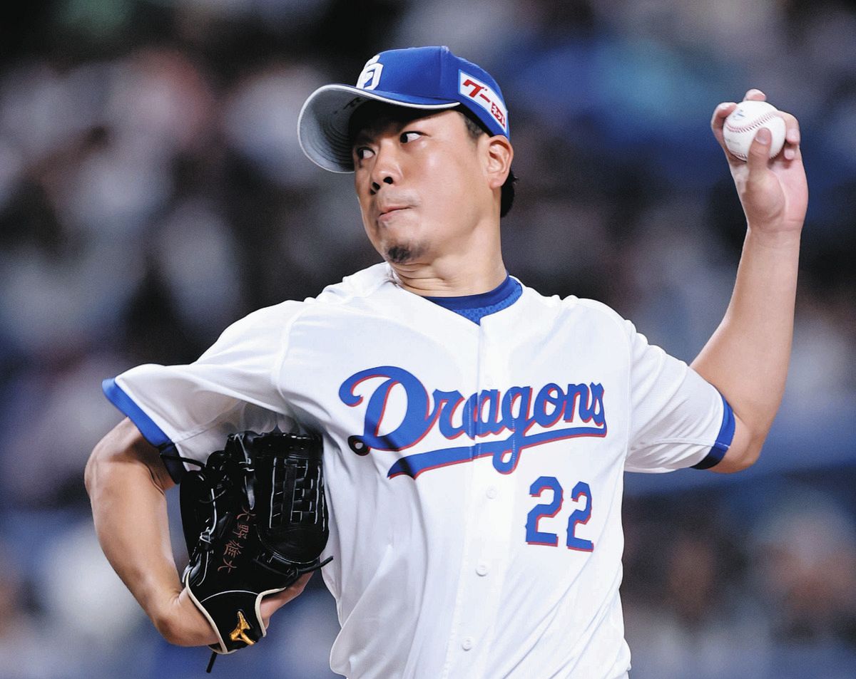中日・大野雄大、7イニング無失点で99勝目の権利得て降板 二塁を踏