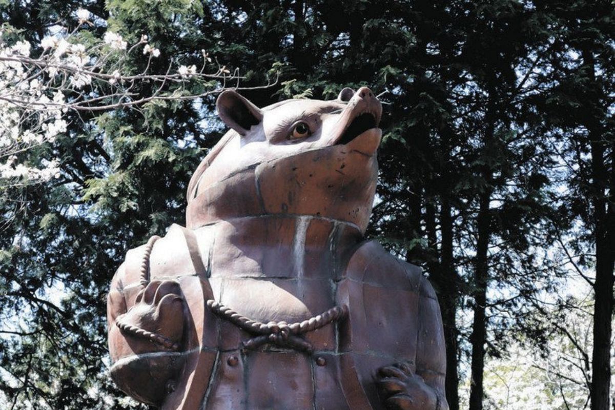 石製 たぬき像 オブジェ　高さ約90cm 楽天市場】【国産 狸】タヌキ 黒御影石 花崗岩 愛知県産 自然石 全高H