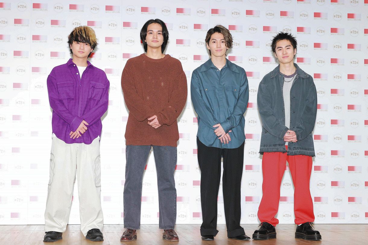 紅白歌合戦リハーサルに登場したDISH//の（左から）橘柊生、北村匠海、矢部昌暉、泉大智（代表撮影）