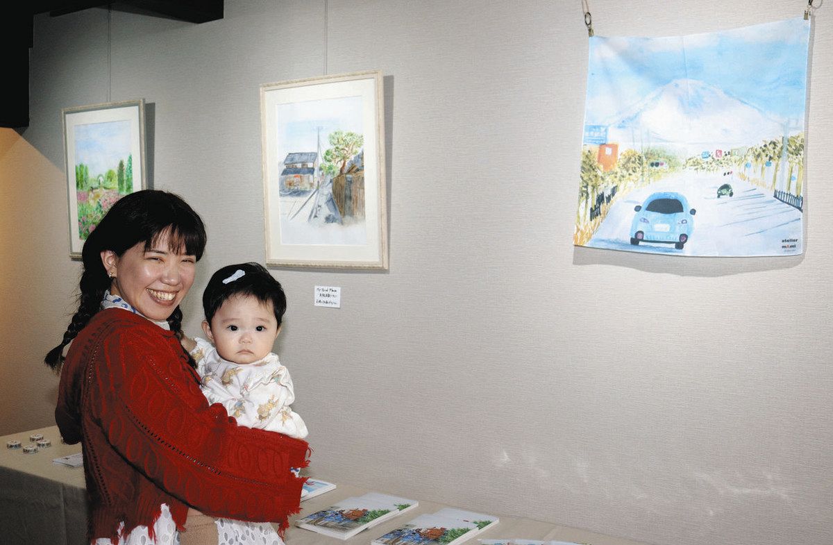 やわらかタッチで地元風景 アーティスト・林麻未さんが水彩画展：中日
