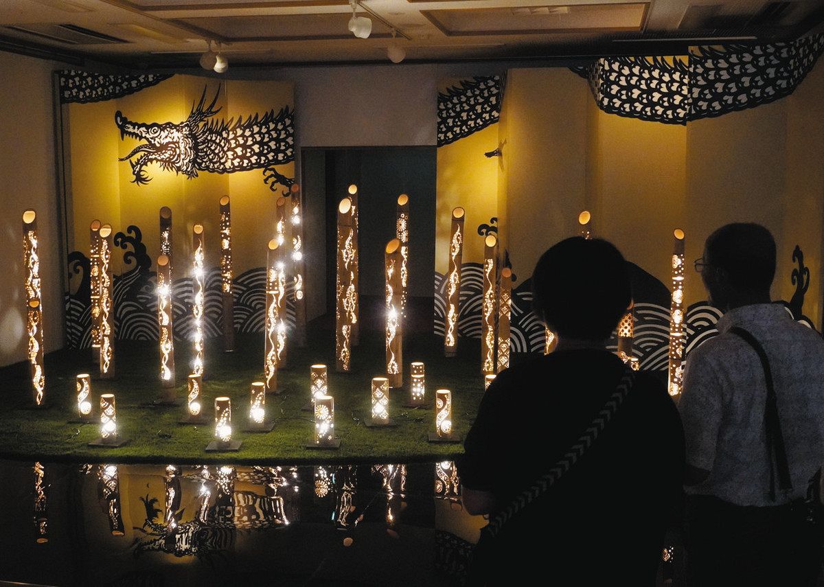 幻想的、龍や七福神の竹灯籠 長浜の慶雲館で手作り作品を展示：中日新聞Web