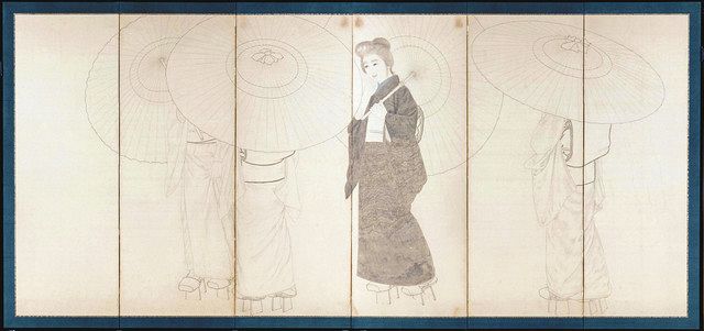 雨中美人」を飯田市文化財に指定 菱田春草の未完成びょうぶ絵：中日新聞Web