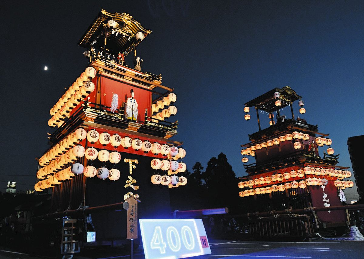 京都祇園祭伝統的な山車セット 山車巡行、ちょうちんの灯映える 岩倉祇園宵祭り：中日新聞Web