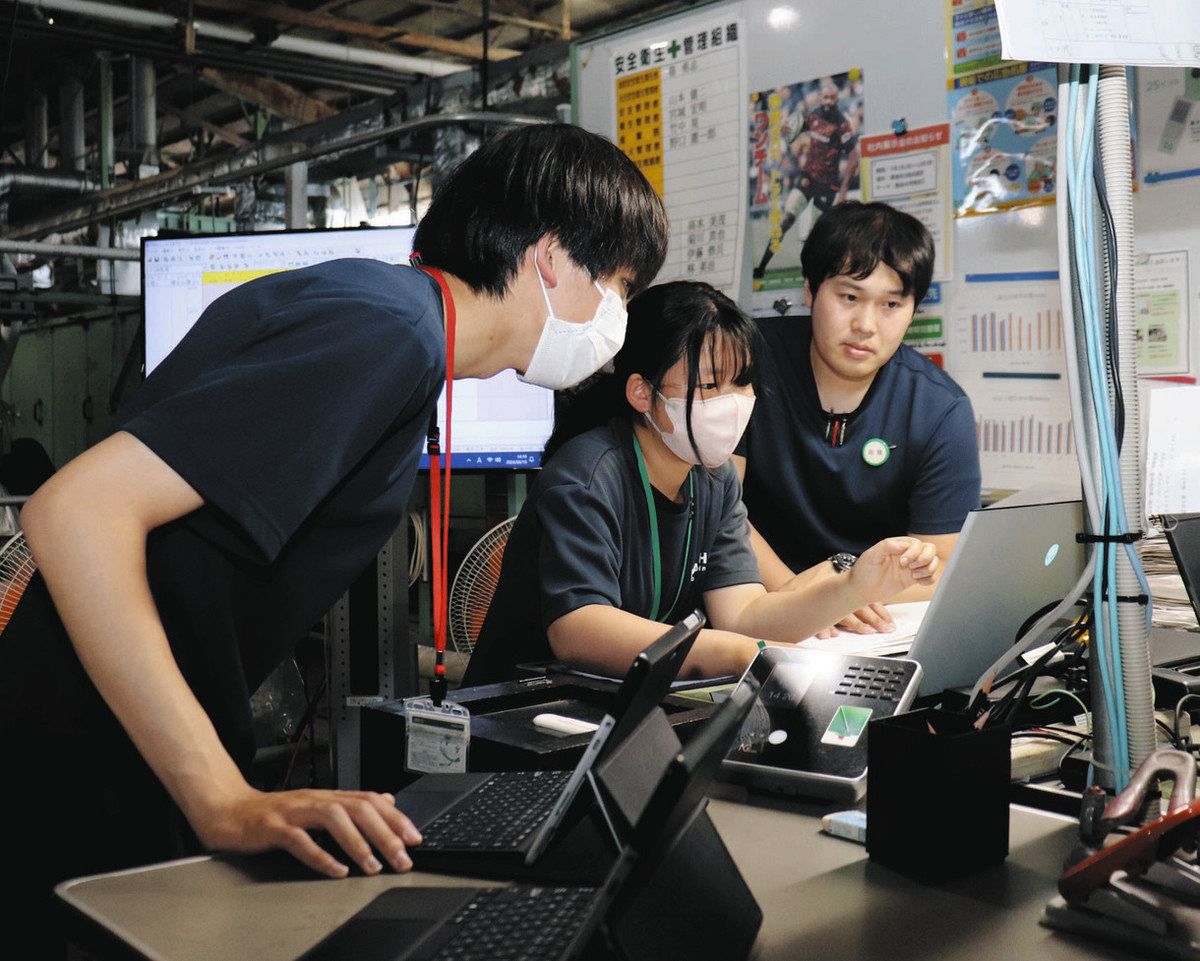 大垣商高生、企業課題解決へ現場で奮闘 染色加工の「艶金」が協力：中