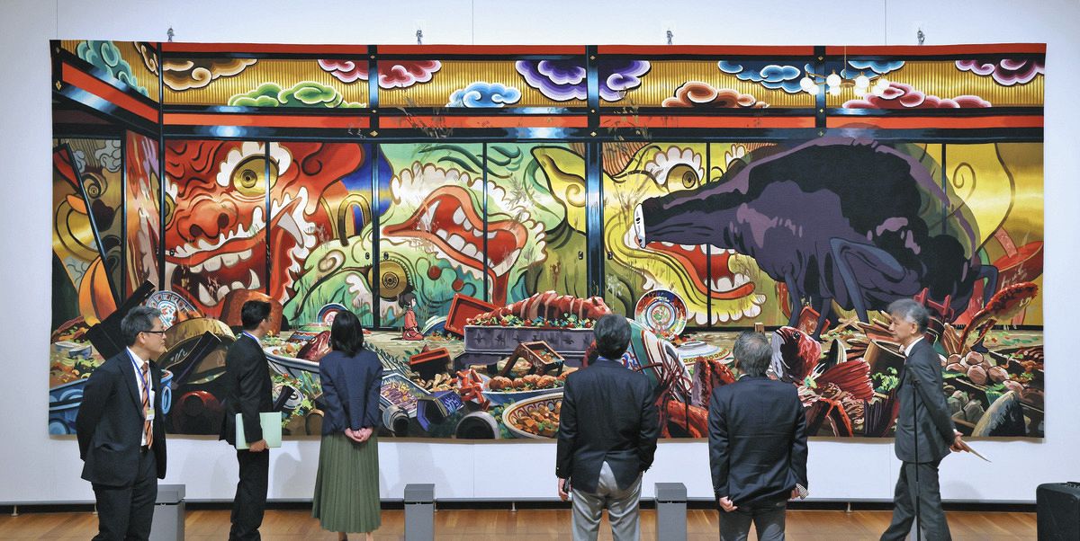 ジブリ　千と千尋の神隠し　タペストリー 毛糸で織り込む「千と千尋の神隠し」 愛知県美術館で巨大
