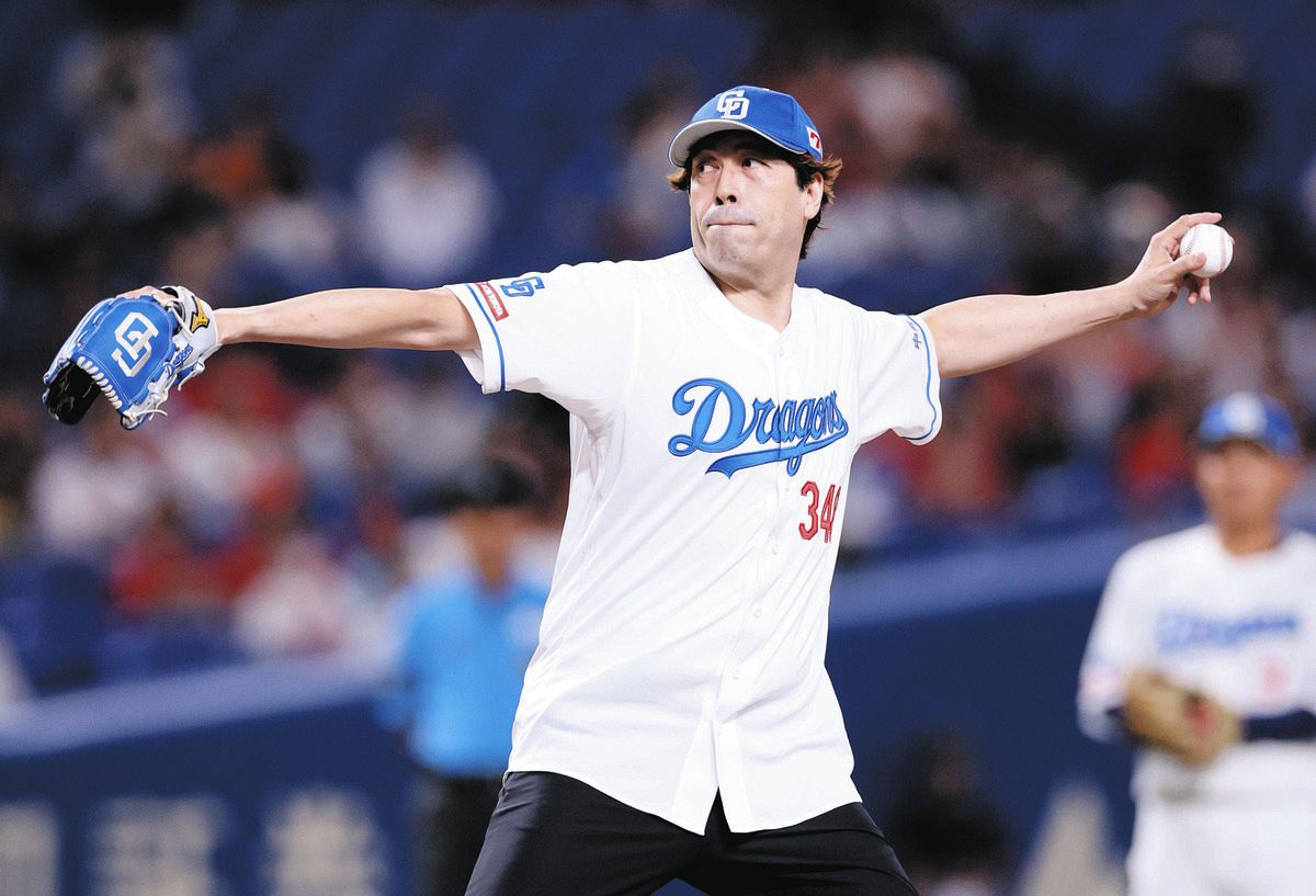 【中日】スポーツ実況者・サッシャ、自身の名前の語呂合わせ『348』ユニで始球式：中日スポーツ・東京中日スポーツ