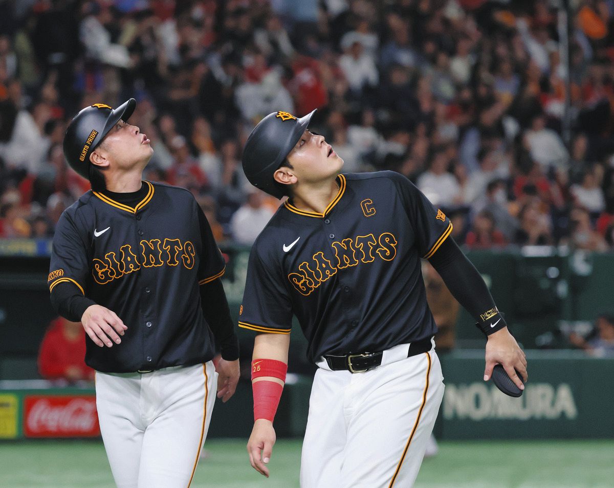 巨人・岡本和真のレアな安打で先制 高く上がった打球がドーム天井の