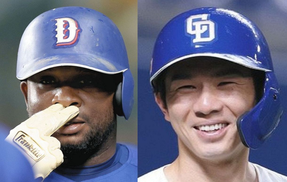 中日・サノー（左）と福永