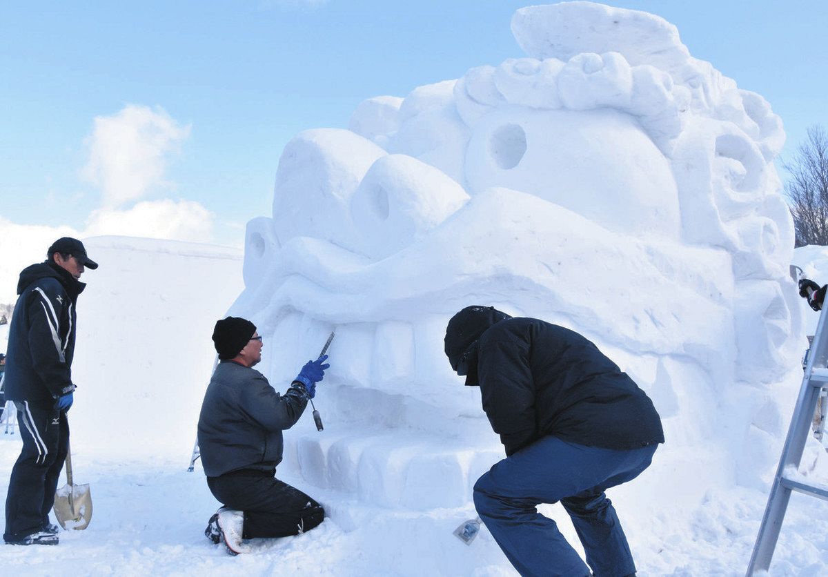 雪像やかまくら、楽しんで 15～16日の郡上たかす雪まつりに向け準備