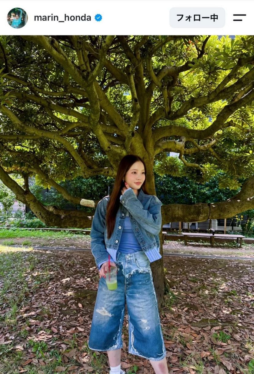 実際の投稿】「スギちゃんよりワイルドw」本田真凜のデニム