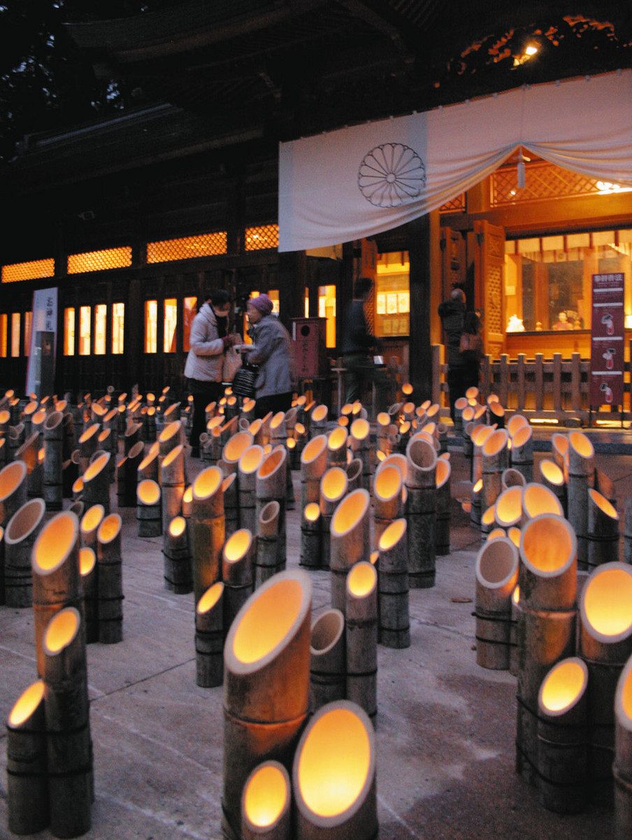 注目ブランドのギフト 幻想的な竹灯籠、1万本に願い込め 穂高神社で「安曇野神竹灯 照明器具