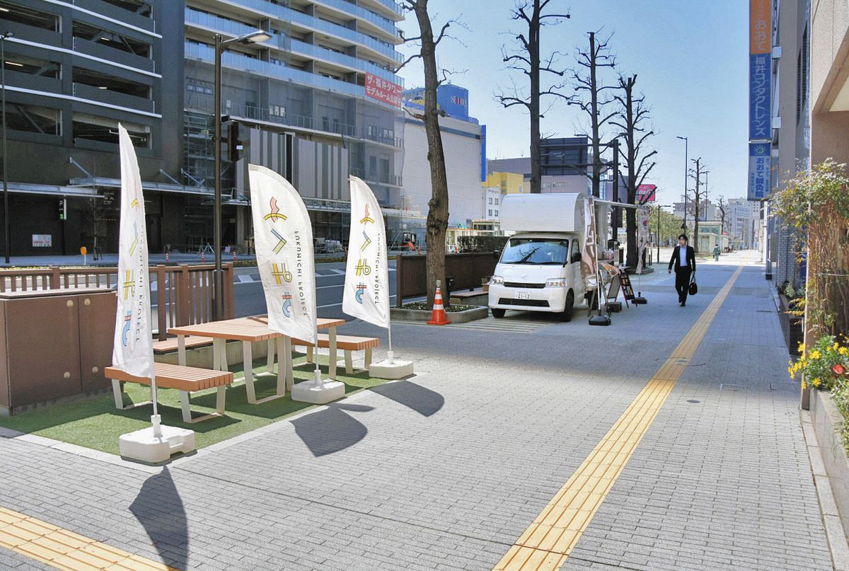 キッチンカーの出店に伸び悩むふくみち=福井市大手3で