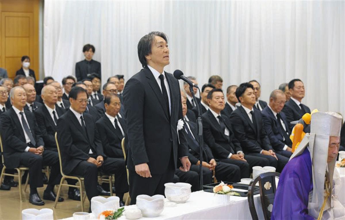 長嶋茂雄さんの告別式で、弔辞を述べる松井秀喜さん（読売新聞社提供）