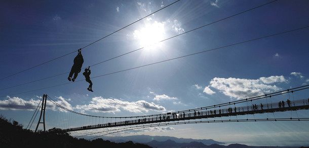 人 ２ ロングジップスライド 爽快 気分はターザン 中日新聞しずおかweb