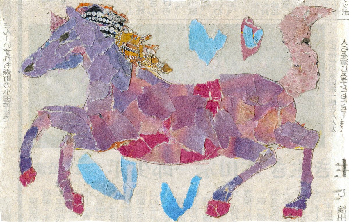木の貼り絵　祭りの馬 木の貼り絵 祭りの馬 【公式通販】