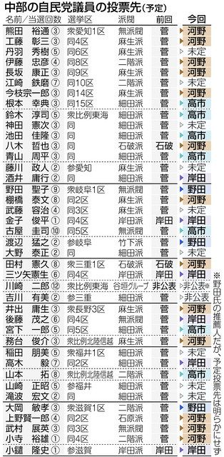 衆院選の顔選ぶ自民総裁選 中部の国会議員の投票先は 中日新聞web