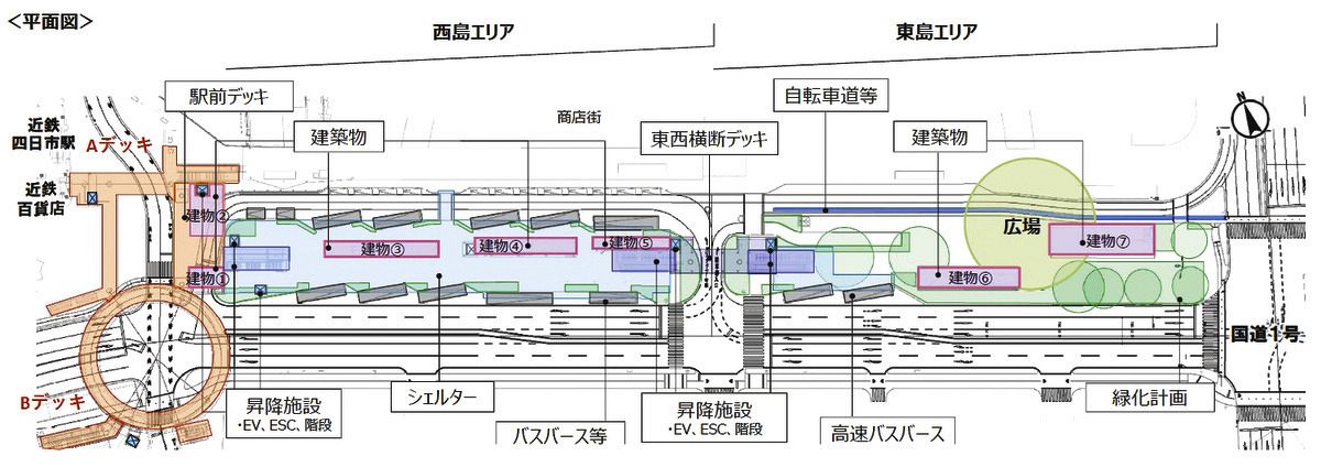 バスタ四日市のデザイン案示す 東西エリアに12のバス停：中日新聞Web