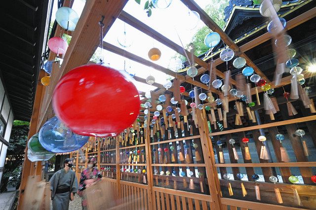 川越氷川神社 風鈴 短冊 縁結び 2個セット ピンク 赤 川越氷川神社