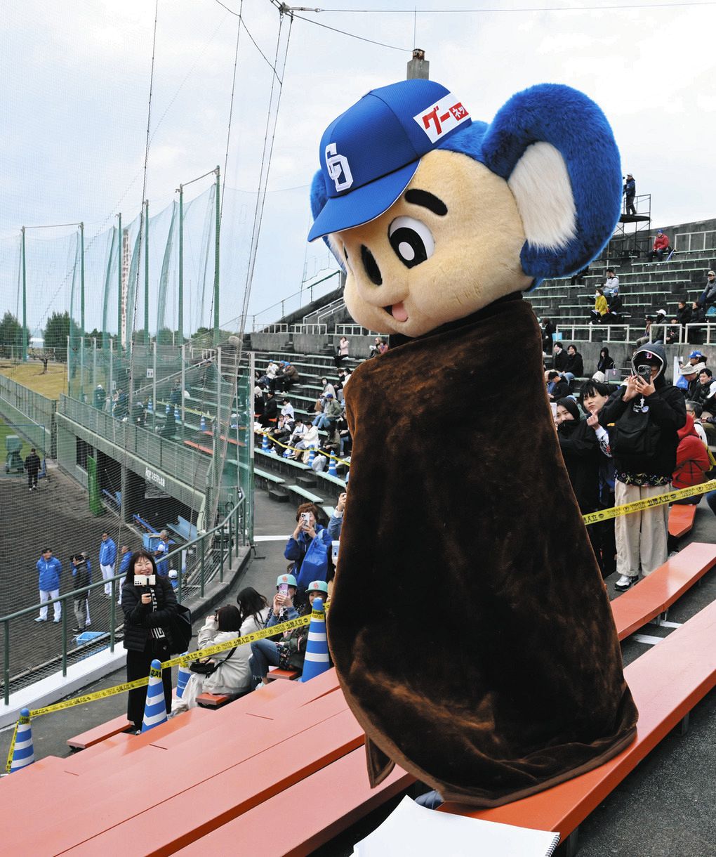 寒～い沖縄…ドアラがまるで“ミノムシ”に【写真企画「THE SHOT」】：中