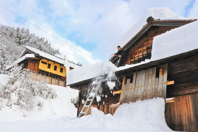 今季初の雪下ろし 白峰の旧小倉家で民俗資料館職員：北陸中日新聞Web