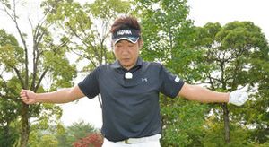 ドライバーショットのイメージは大きな枝切りばさみを持って