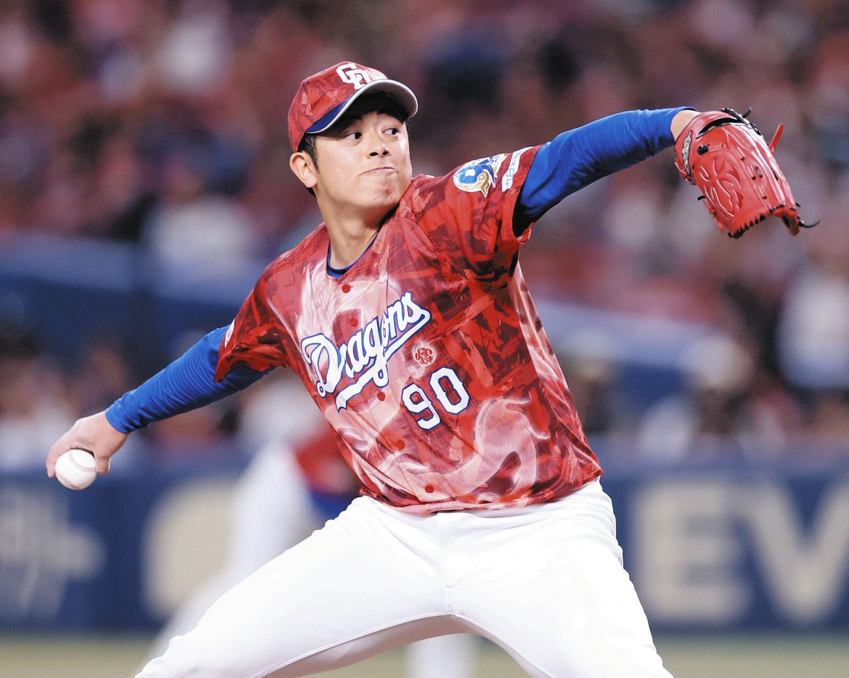 中日ドラゴンズ　松山晋也投手　沖縄限定ユニフォーム　2026 ガンギマリ 中日・松山晋也、セーブ付かない状況ながら9回圧巻の3者連続空振り三振