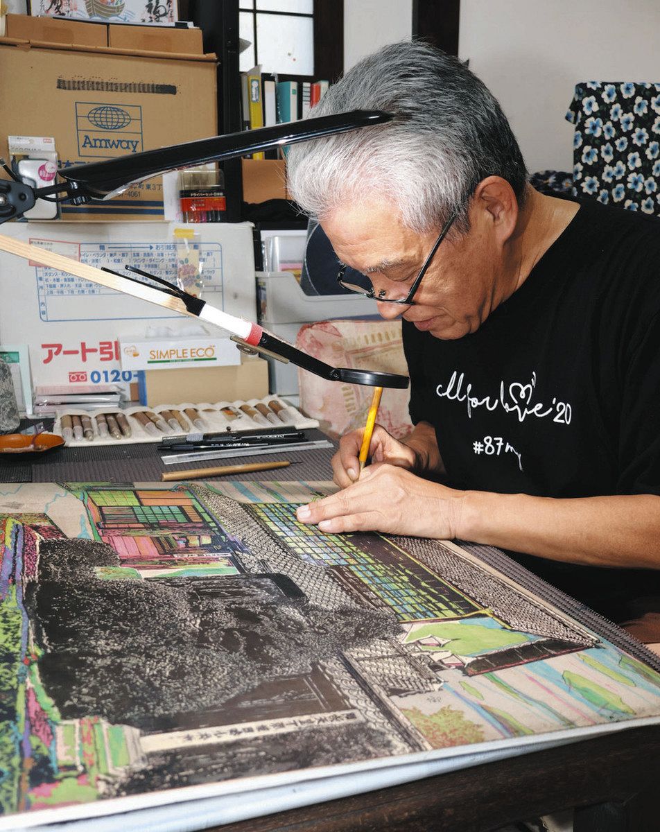 郷土館を版画に、「恩返し」へ一歩 春日井の小笠原さん、江戸時代の姿