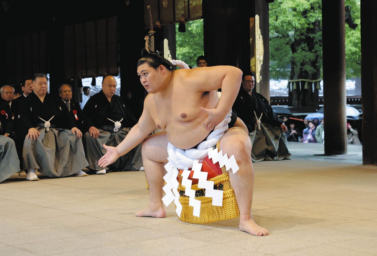 絵画日本画原画「明治神宮奉納土俵入り」 横綱推挙状授与式 明治神宮奉納土俵入り 本日は、新横綱大の里の