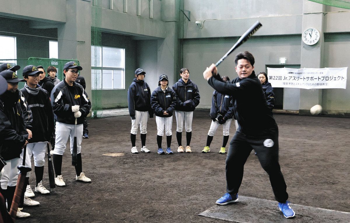 松本第一出身のDeNA牧秀悟選手らが野球教室 長野の中学生にプロの技
