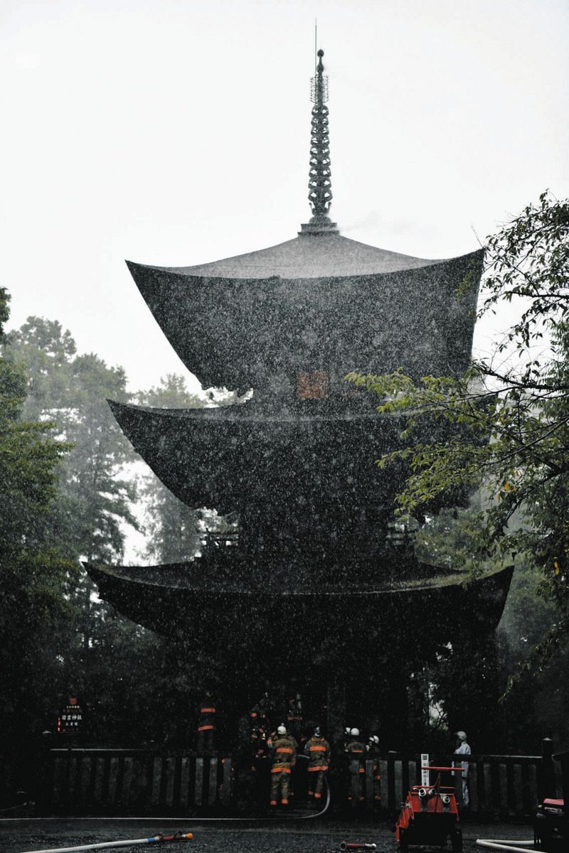 国重文・日吉神社の三重塔、心柱など焼く 落雷で出火か、岐阜・神戸町
