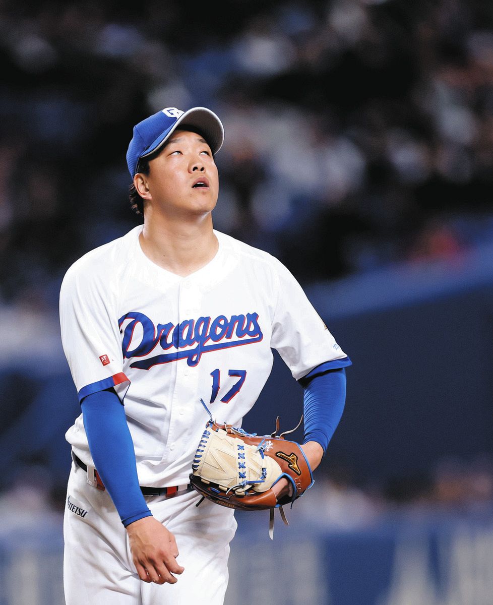 中日・柳裕也、大粒の汗…球数100球以上に重くのしかかったスコアボード