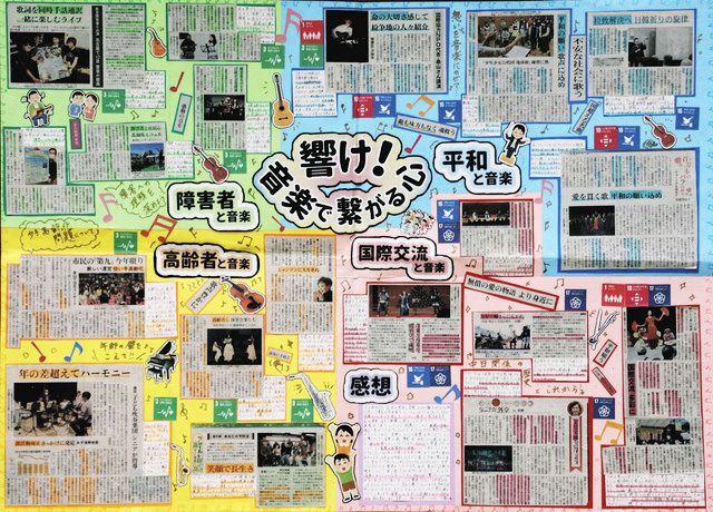 新聞　切り抜き エントランスに新聞切り抜き作品コンクールの掲示 | 最新の