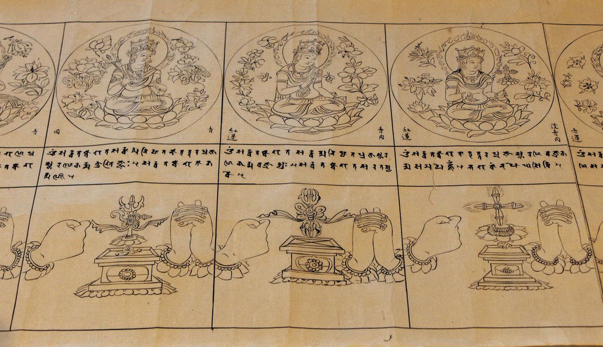 唐代図像抄！【国宝 五部心観】金剛界曼荼羅 智証大師 園城寺 昭和14年 中国仏教美術 天台密教　　　　　　検)古仏画古写経古写本唐本唐物 絹本著色両界曼荼羅 文化遺産オンライン