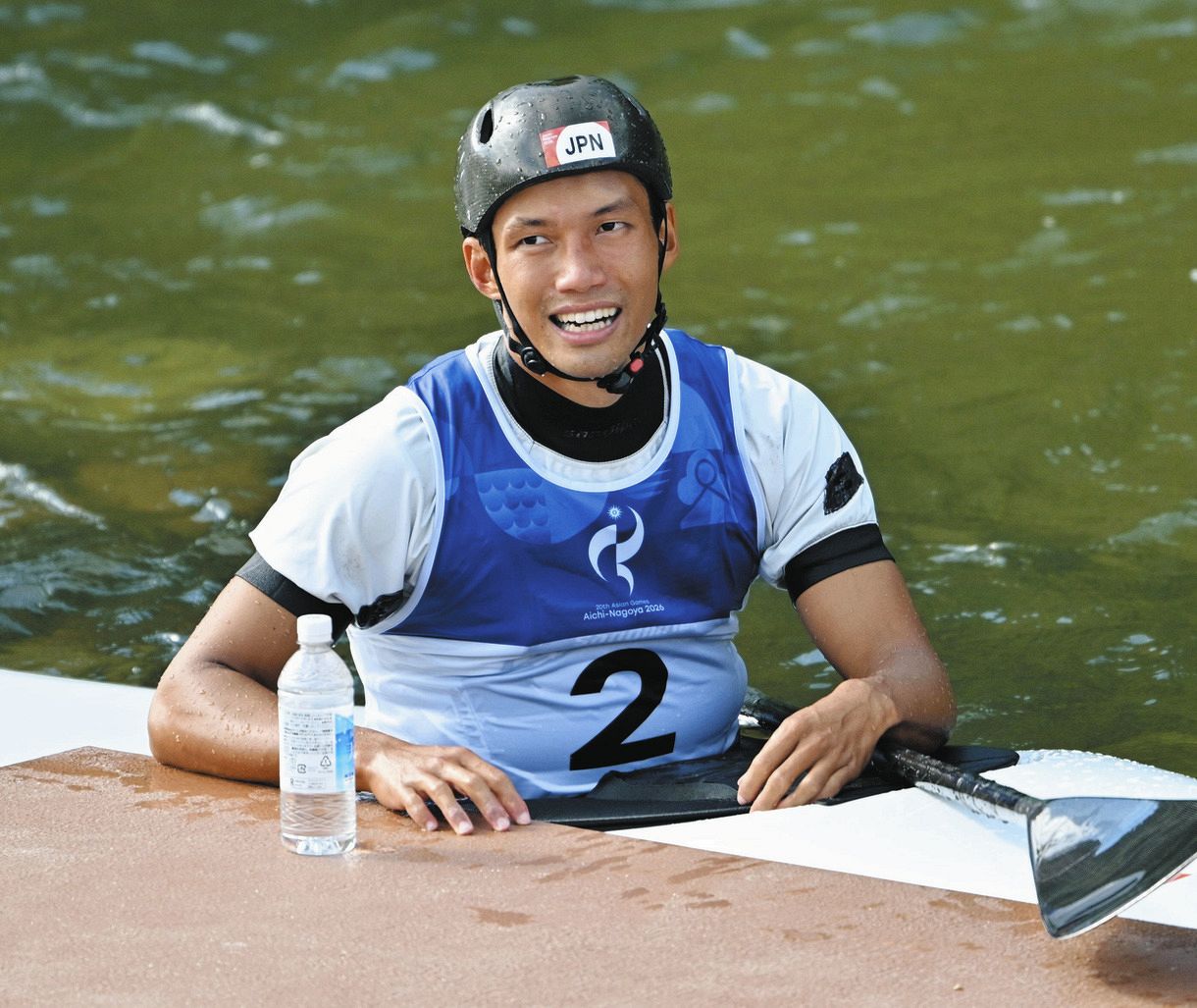 男子カヤックシングル決勝の競技を終えた田中雄己