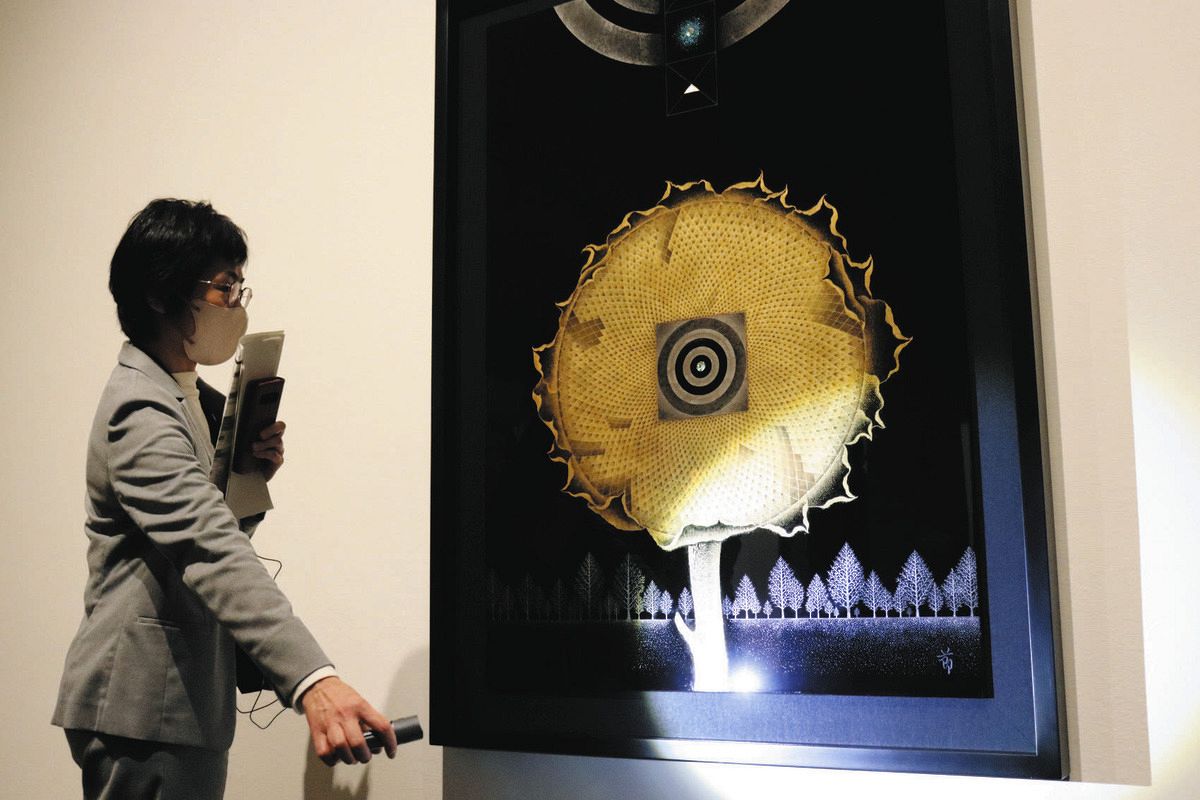 114.「花の内苑」髙橋一善 油絵 巻き上げ
