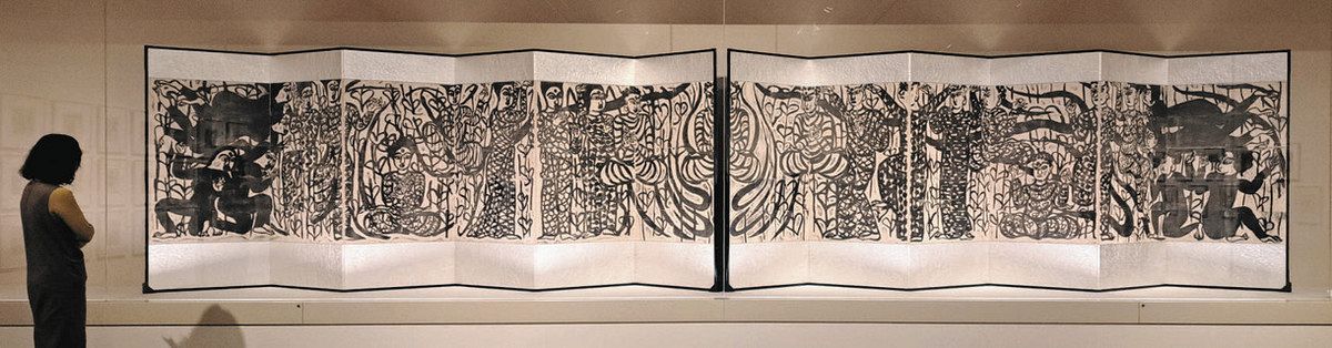 棟方志功の大作「東北経鬼門譜」 版画120枚表装 大屛風を公開 福光